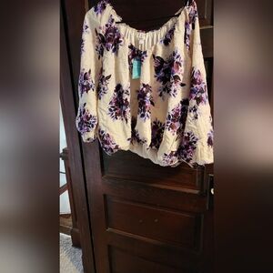 Maurices Cropped Floral Off-Shoulder Blouse